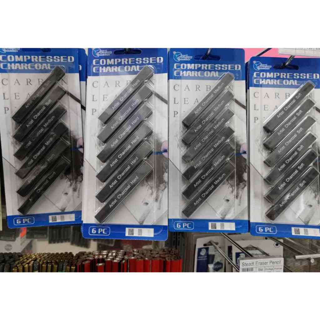 [WESTSTAR] Sketch Compressed Charcoal Sticks Square (Soft/Medium/Hard) Set For Artist Drawing