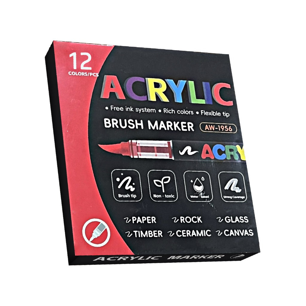 [WETAS] AW1956 Acrylic Brush Marker Set Acrylic Marker Set  (12 / 24 / 36 / 48 Colours)