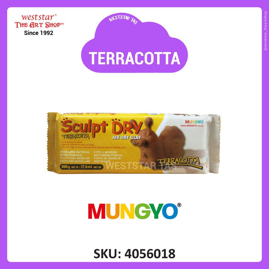 [Weststar TAS] Mungyo Sculpt Dry Clay, Air Hardening Clay (500g) - White, Peach, Terracotta Color