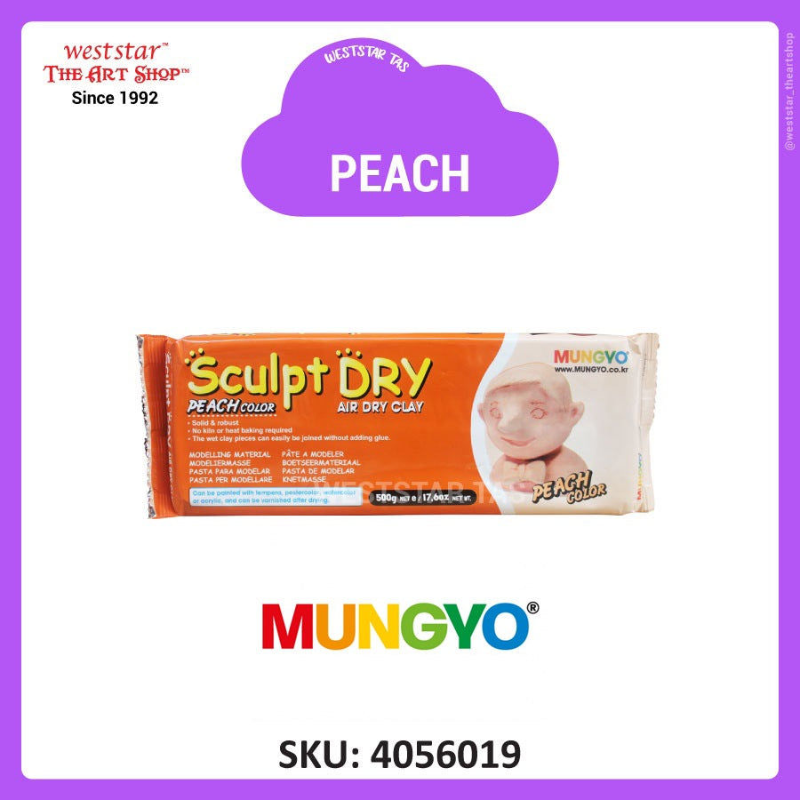 [Weststar TAS] Mungyo Sculpt Dry Clay, Air Hardening Clay (500g) - White, Peach, Terracotta Color