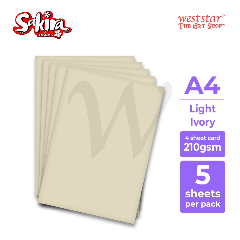 [WE-ARTS] Sakira A4 210g 4 Sheet Cards x 5s (Single Colour)