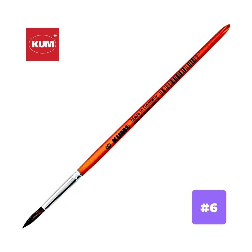 KUM Fine Pony Hair Watercolour Brush Pony Brush– Round Tip | Size 00–16 | For Students, Artists & Hobbyists