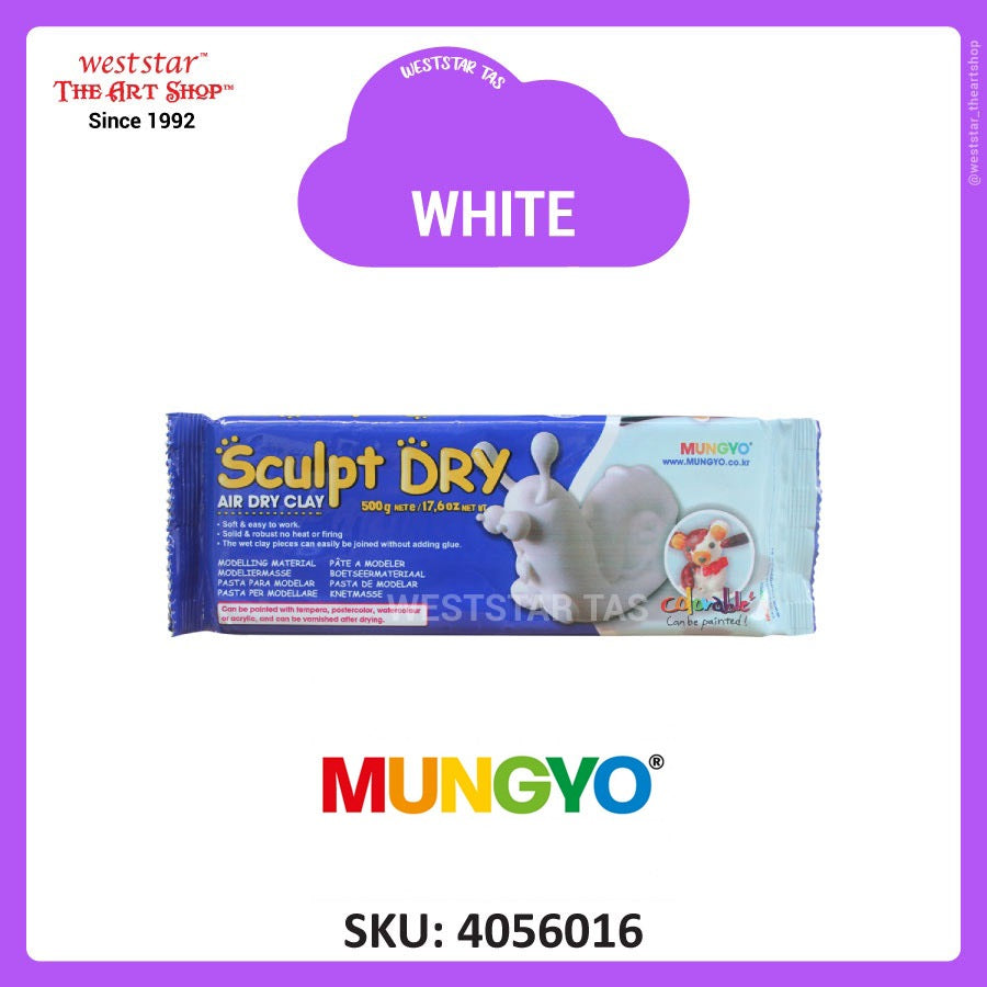 [Weststar TAS] Mungyo Sculpt Dry Clay, Air Hardening Clay (500g) - White, Peach, Terracotta Color