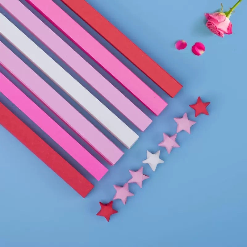 [WE-ARTS] Star Origami Paper Crane Square Paper Folded Papercraft Kertas Colorful DIY 1cm x 23.5cm