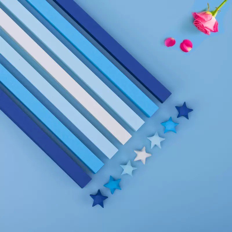 [WE-ARTS] Star Origami Paper Crane Square Paper Folded Papercraft Kertas Colorful DIY 1cm x 23.5cm