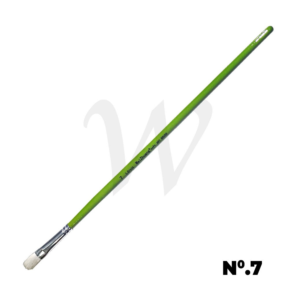 [WE-ARTS] Flat Goat Hair Brush LG7525 Long Handle - No.0 to 12