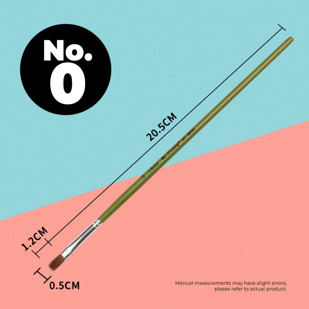 FLAT WOLF Hair Brush Short Handle Painting Brush LG2858 No.1 to No. 12 (Single Pc)