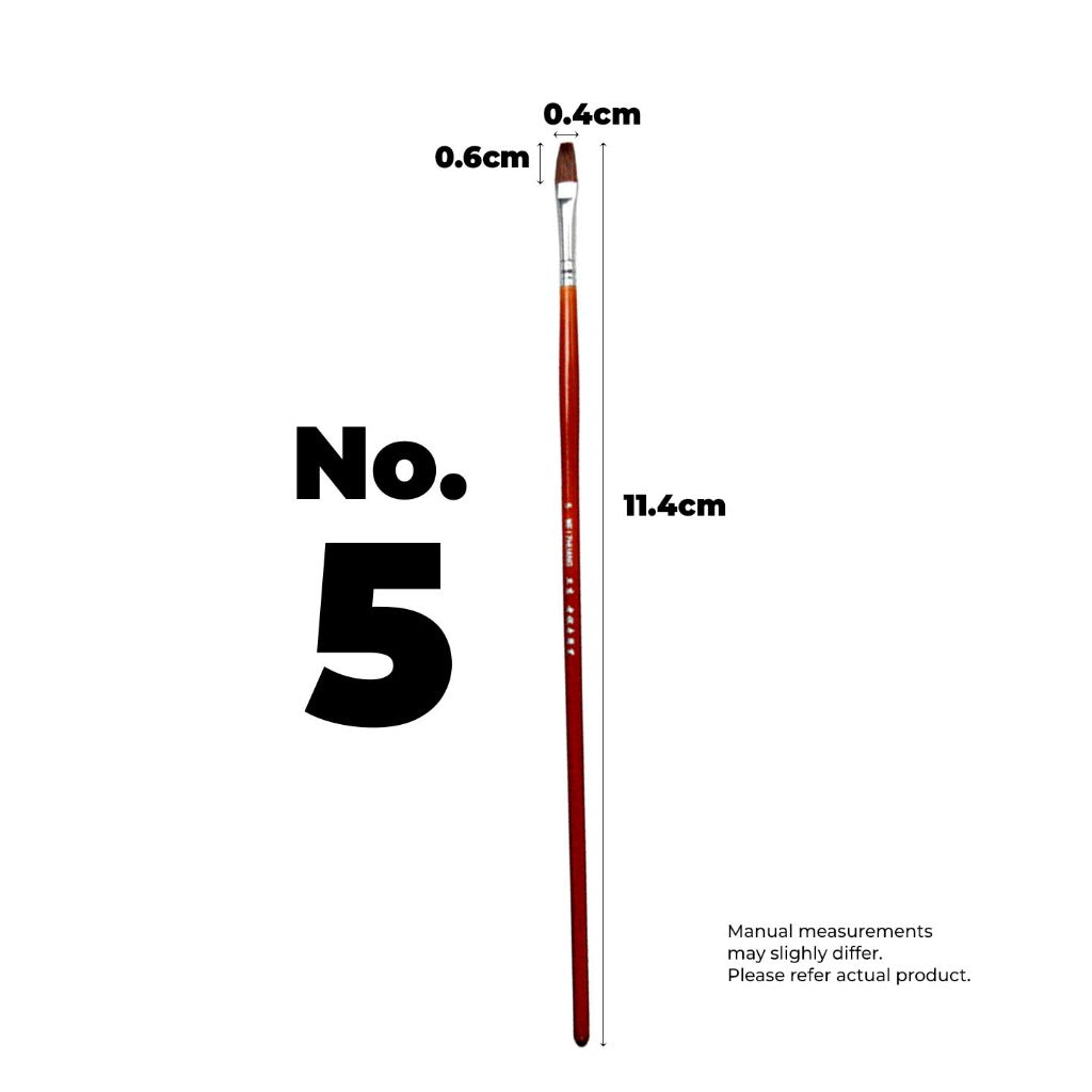 S222 Filbert WOLF Hair Brush Short Handle Painting Brush No.1 to No. 12 (Single Pc)