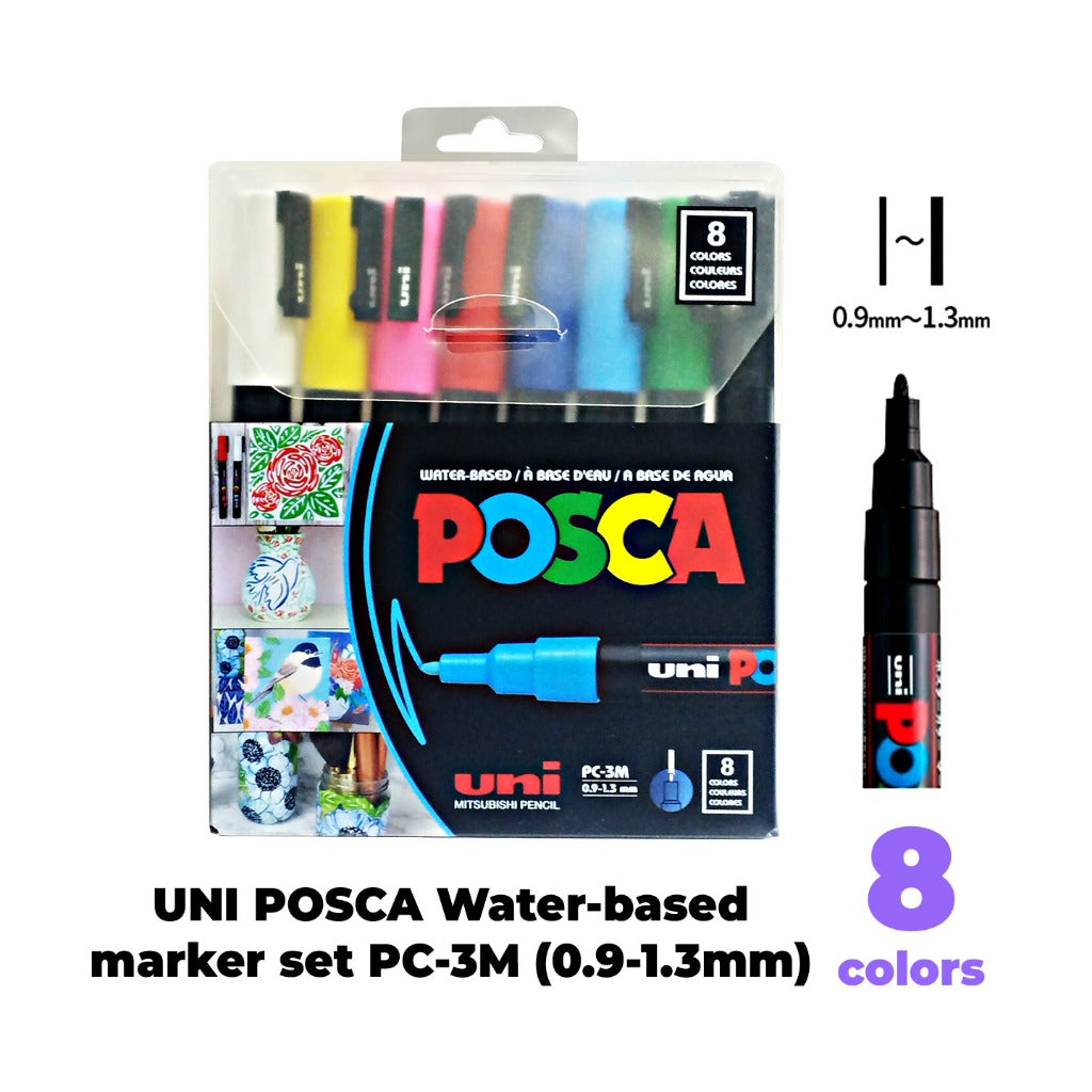 UNI POSCA Water-based Paint Marker Set ( PC-1M 8C ,8SC & 16C / PC-3M 8C ,8SC & 16C / PC-5M 8C ,8SC & 16C )