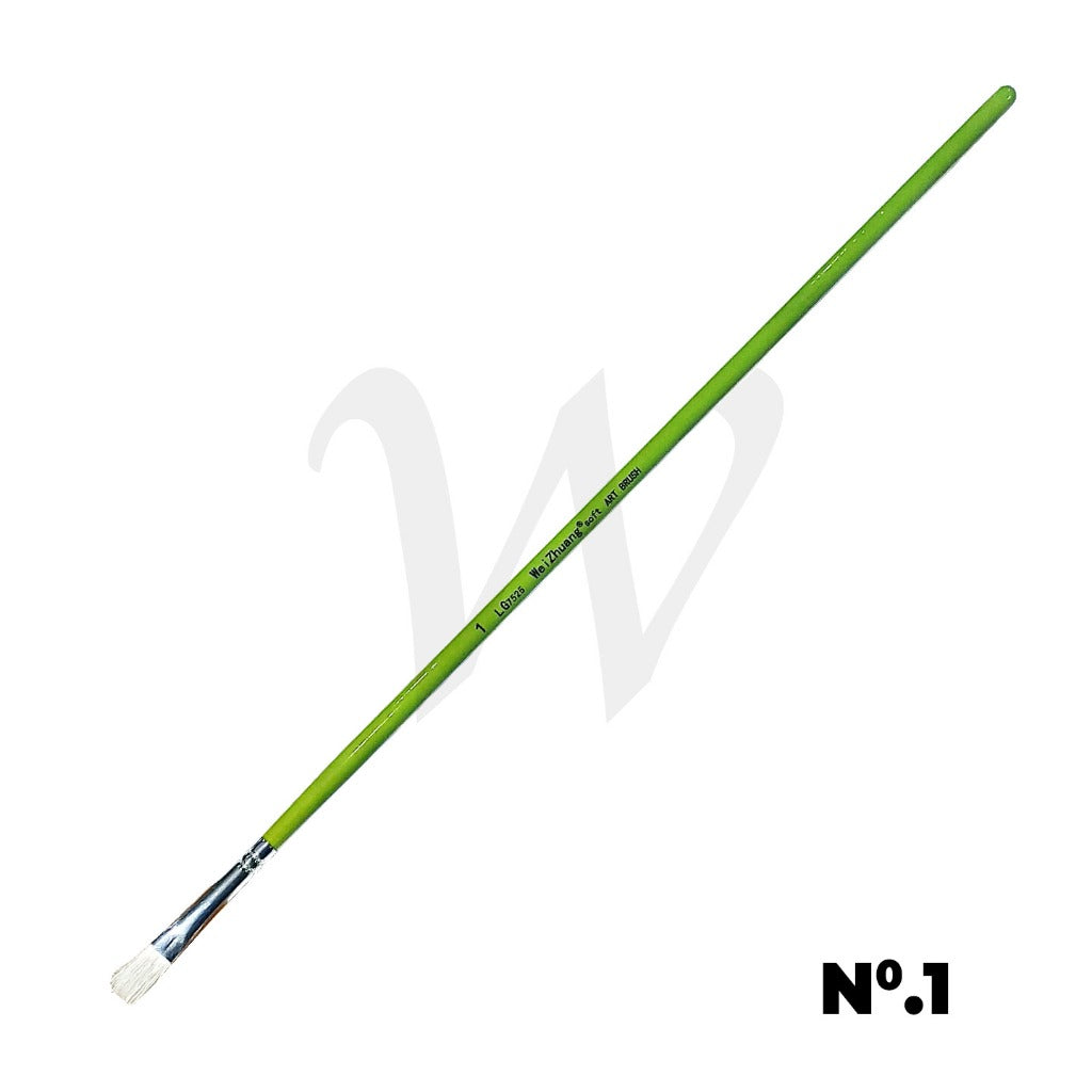 [WE-ARTS] Flat Goat Hair Brush LG7525 Long Handle - No.0 to 12