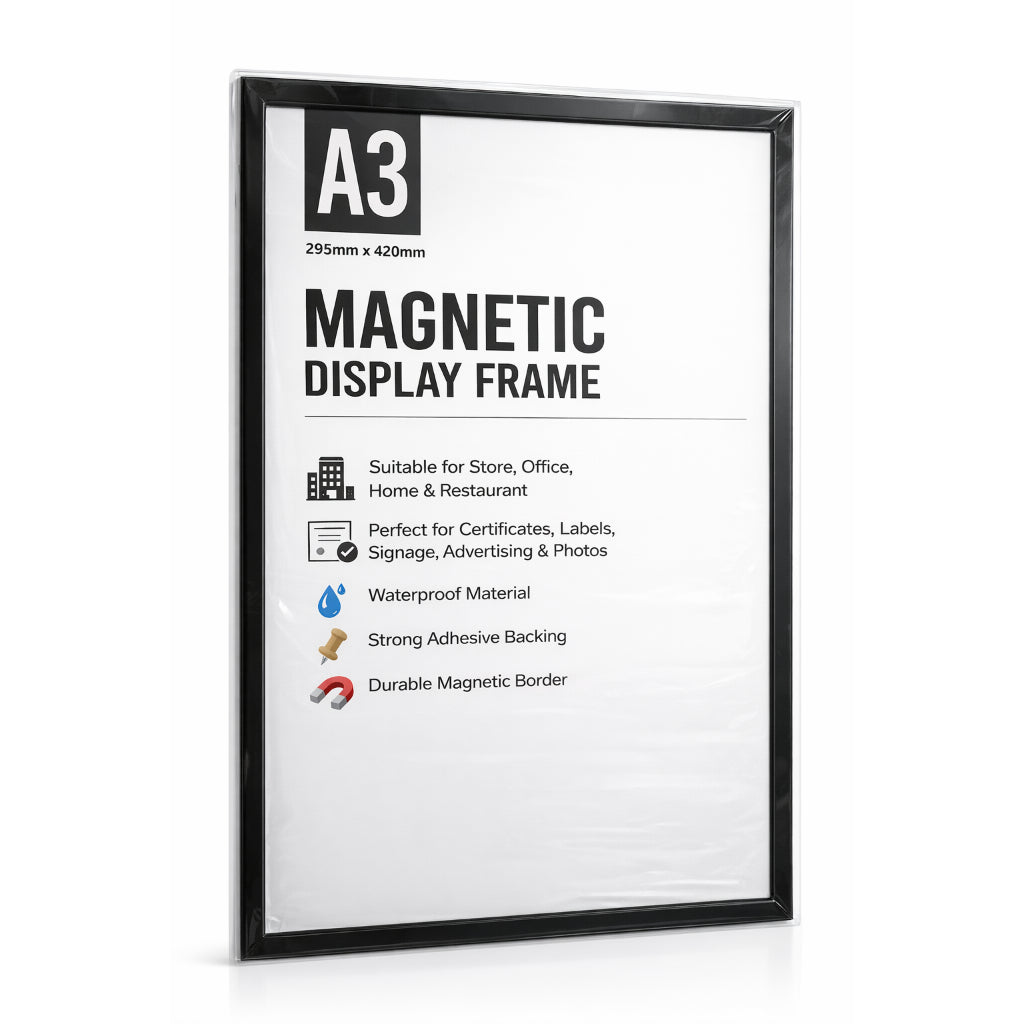 [WE-ARTS] A4 / A3 Magnetic Display Frame Magnetic Display Board Wall Stick Frame Photo Certificate Office Adhesive