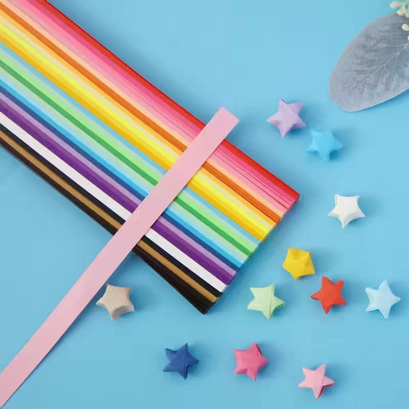 [WE-ARTS] Star Origami Paper Crane Square Paper Folded Papercraft Kertas Colorful DIY 1cm x 23.5cm