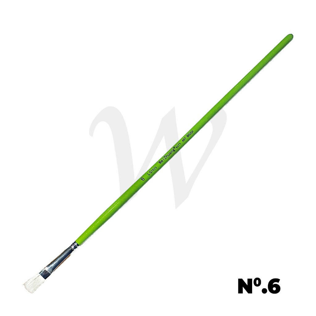 [WE-ARTS] Flat Goat Hair Brush LG7525 Long Handle - No.0 to 12