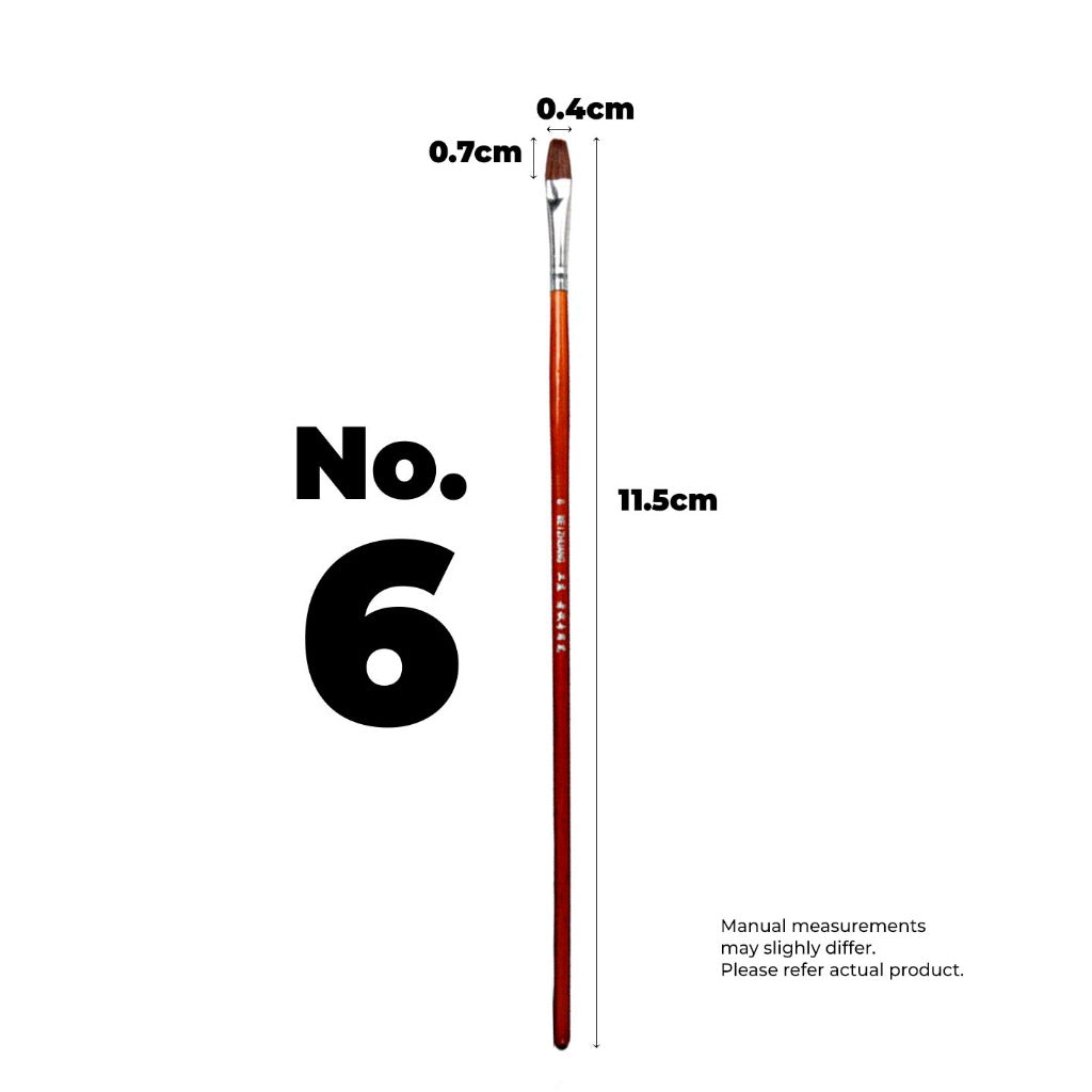 S222 Filbert WOLF Hair Brush Short Handle Painting Brush No.1 to No. 12 (Single Pc)