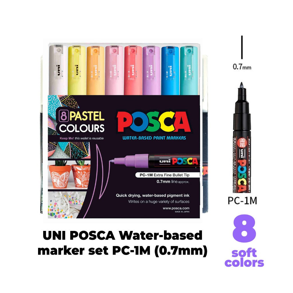 UNI POSCA Water-based Paint Marker Set ( PC-1M 8C ,8SC & 16C / PC-3M 8C ,8SC & 16C / PC-5M 8C ,8SC & 16C )
