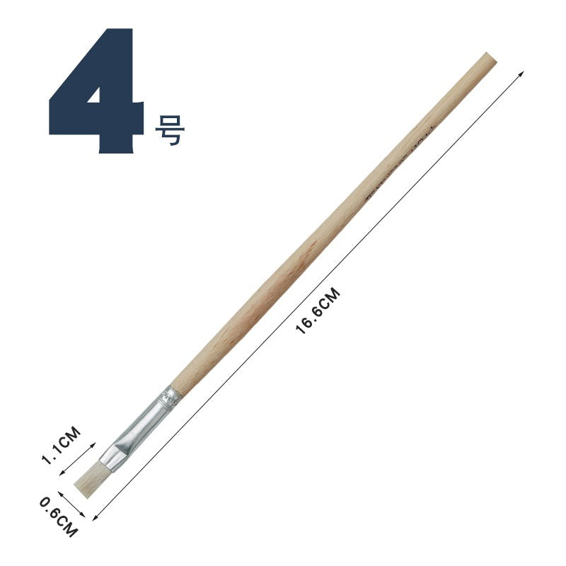 Goat Hair Eco Paint Brush Flat Short Handle No.1 to No.12 Painting Brush (Single Pc)