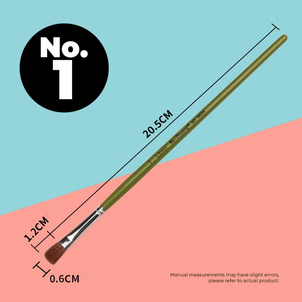 FLAT WOLF Hair Brush Short Handle Painting Brush LG2858 No.1 to No. 12 (Single Pc)