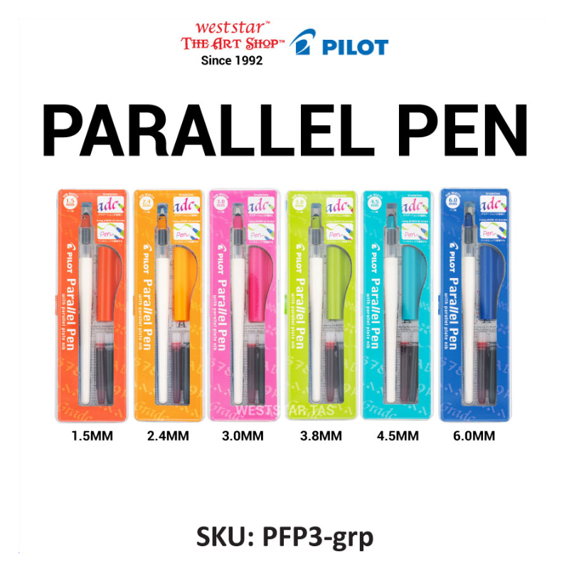 Pilot Parallel Pen, Calligraphy Pen | 1.5mm, 2.4mm, 3.0mm, 3.8mm, 4.5mm, 6.0mm