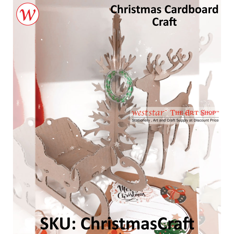 Christmas Cardboard Craft (Christmas Tree, Reindeer& Sleigh)