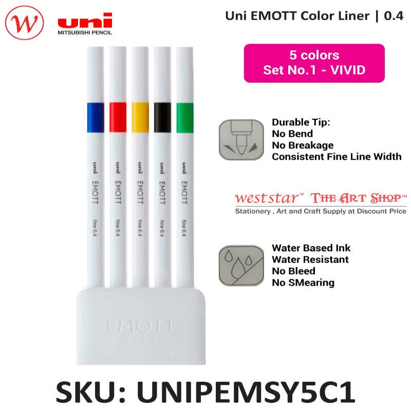 Uni EMOTT Color Liner 0.4mm 5colors