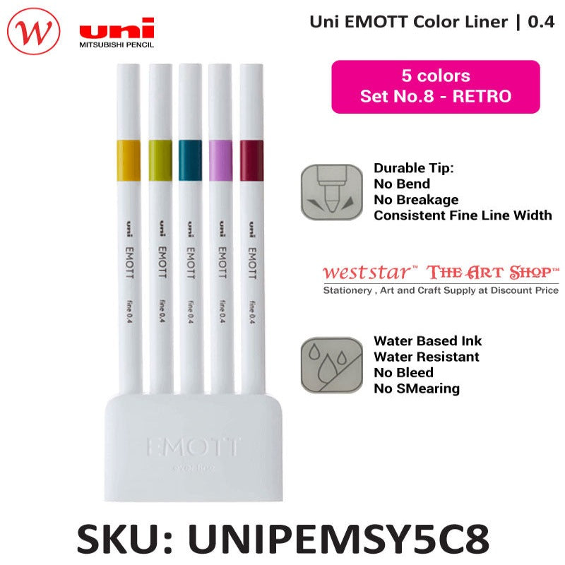 Uni EMOTT Color Liner 0.4mm 5colors