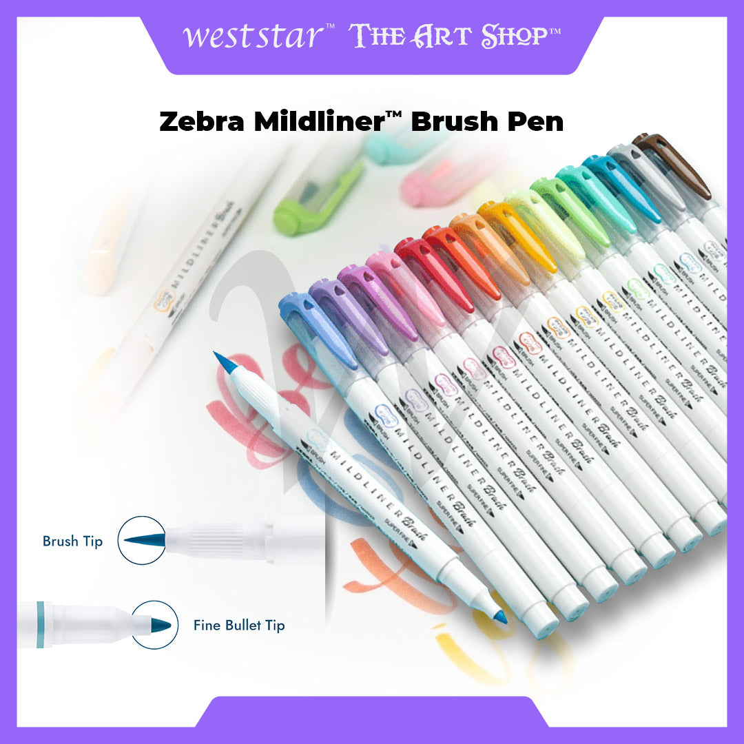 Zebra Mildliner Brush Pen Marker, Brush Marker Twin Tip, Double-Sided Marker, Super Fine Marker