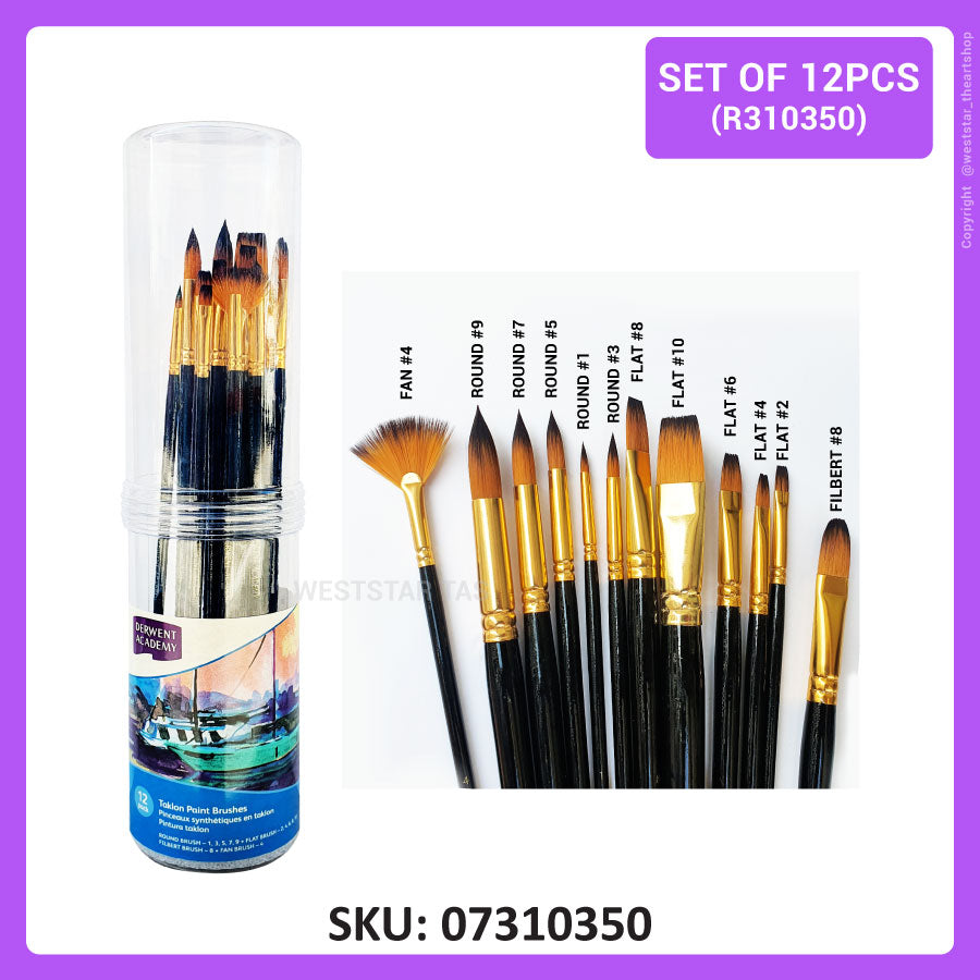 Derwent Academy Taklon Paint Brush Set Small 6 Pack