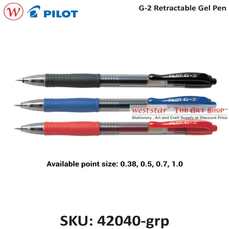 Pilot G2 Gel Pen, Pilot Retractable Gel Pen, Pilot G-2 Gel Pen - 0.38, 0.5, 0.7, 1.0mm