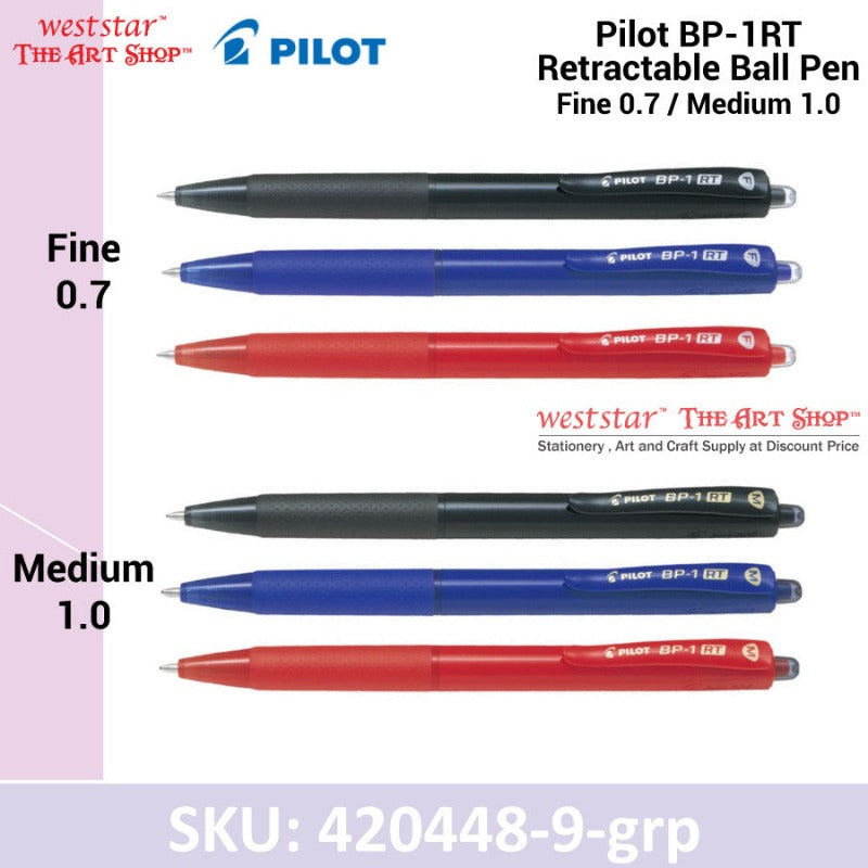 Pilot Ball Pen, Retractable Ball Pen - Fine / Medium (BP-1)