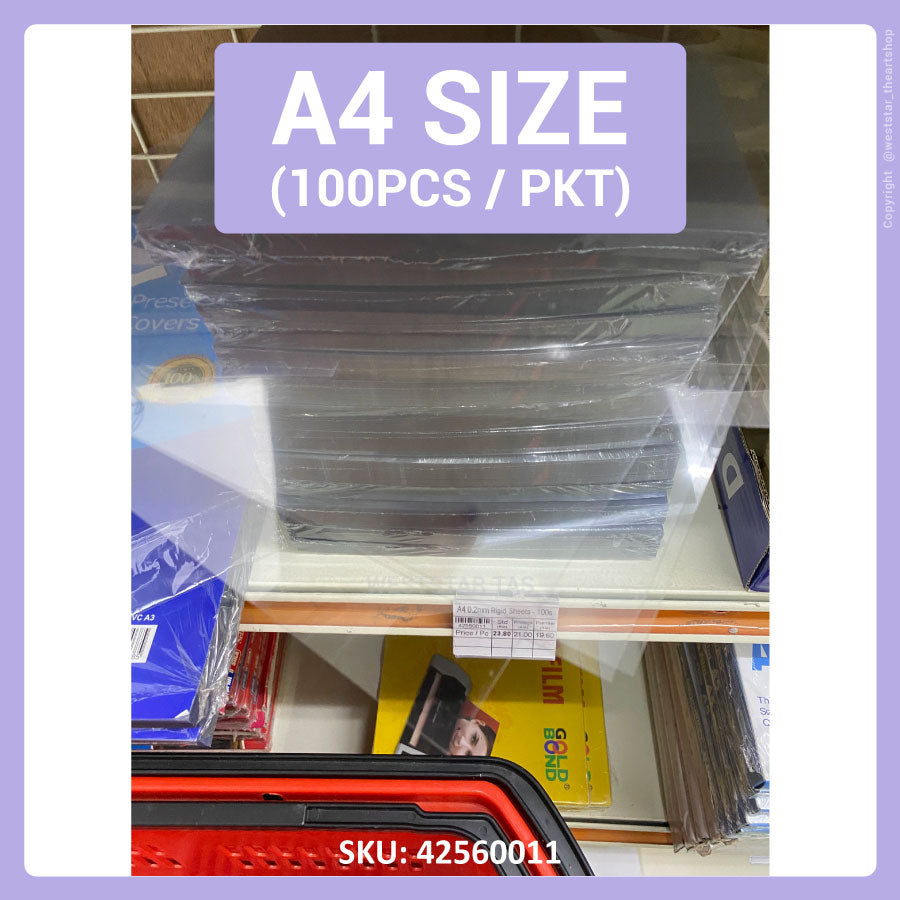 A4 Rigid Sheet, Plastic Cover, Transparent Sheet, Plastic Sheet (100pcs/pkt)