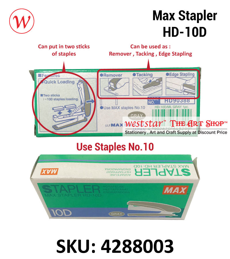 MAX HD-10 D Stapler | Use No.10 Staples