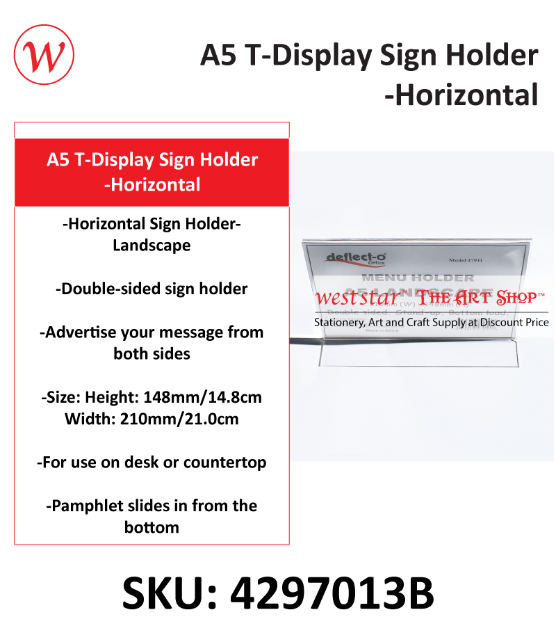 A5 T-Display Sign Holder -Horizontal