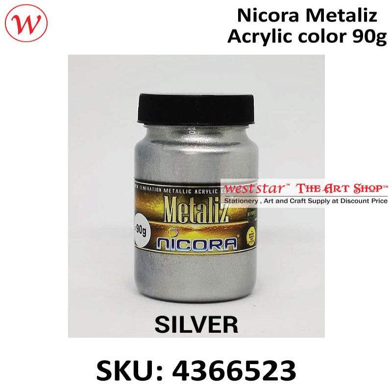 Metaliz Acrylic Colour 90g | M-03 Silver