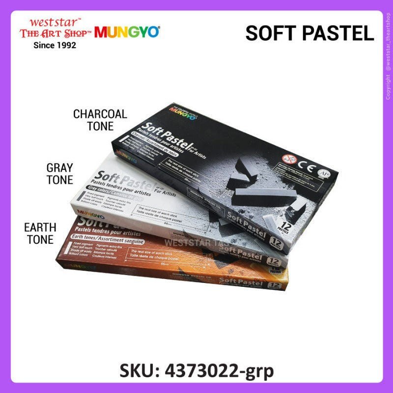 Mungyo Soft Pastel Set 12pcs (Earth, Charcoal, Gray Tone)