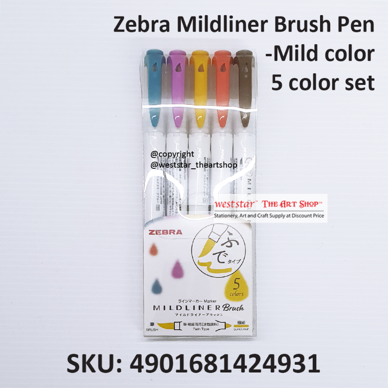 Zebra Mildliner Brush Pen -Mild color  5 color set