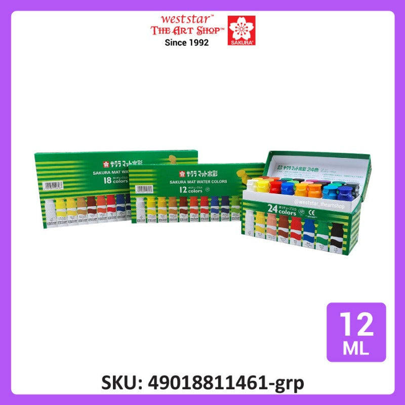 Sakura Watercolor Set Sakura Mat Watercolor Set (12ml) 12colors, 18colors, 24colors