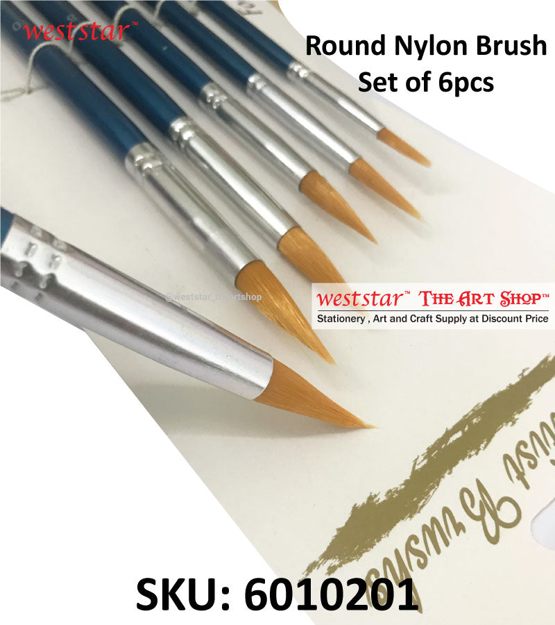Blue Round Nylon Brush Round (Long Handle) (6pcs / Set)