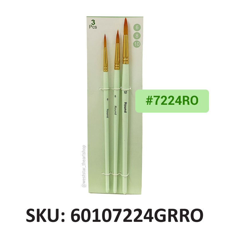 Nylon Brush Set - Pastel Green (#7224) | 3pcs Round