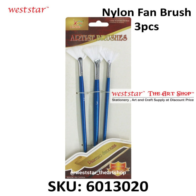 Nylon Fan Brush Set, Short Handle, 3pcs Set