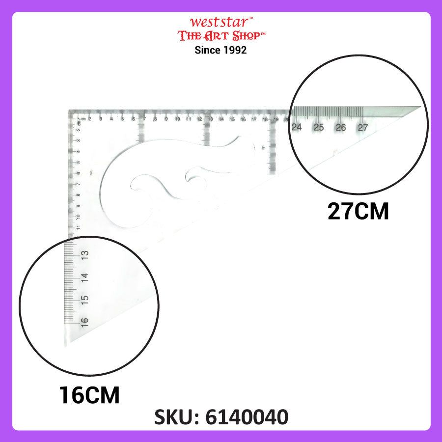 Butterfly Set Square 30cm Set Square Clear Set Square 30cm (2pcs)