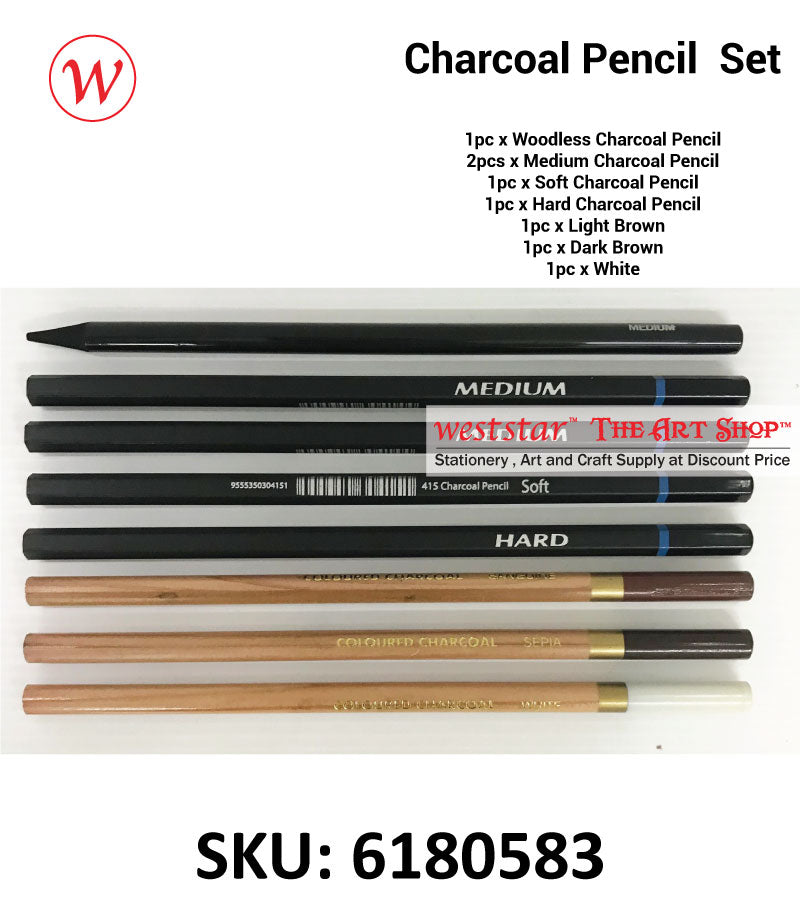 Drawing Charcoal Pencil Set - 8pcs Biginner Set (6180583B)