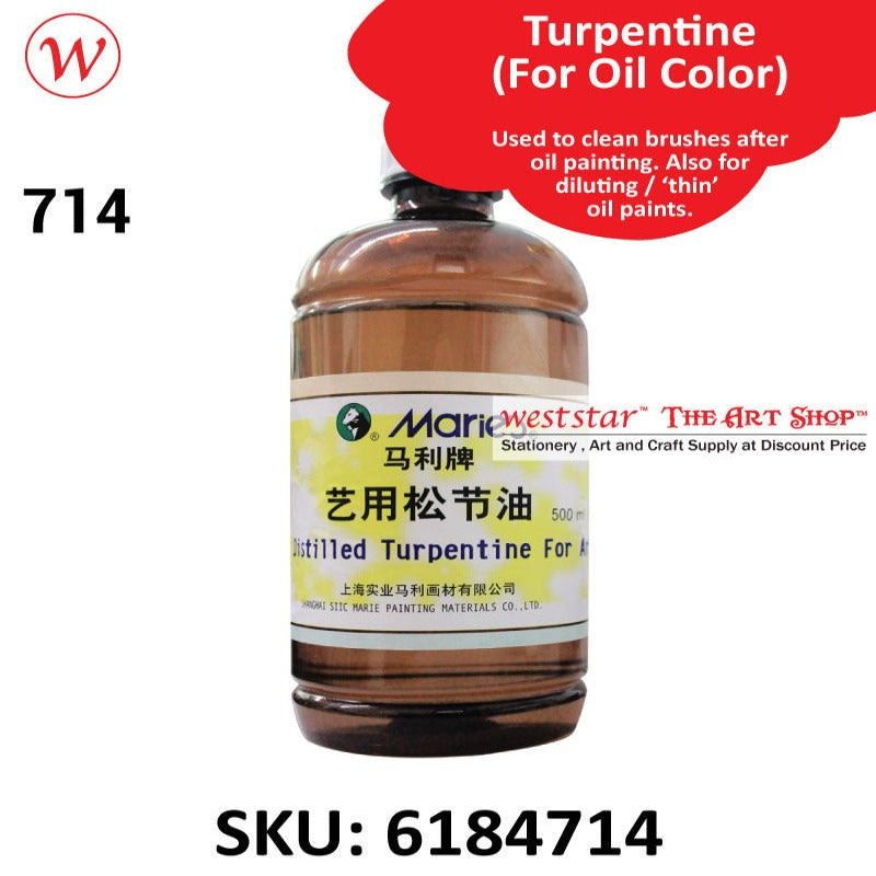 Marie's Distilled Turpentine 500ml | For Oil Colour