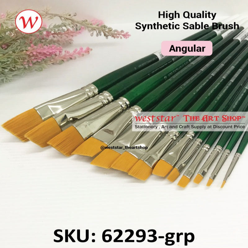 UA Angular Synthetic Sable Painting Brush (LONG HANDLE) | Premium Quality