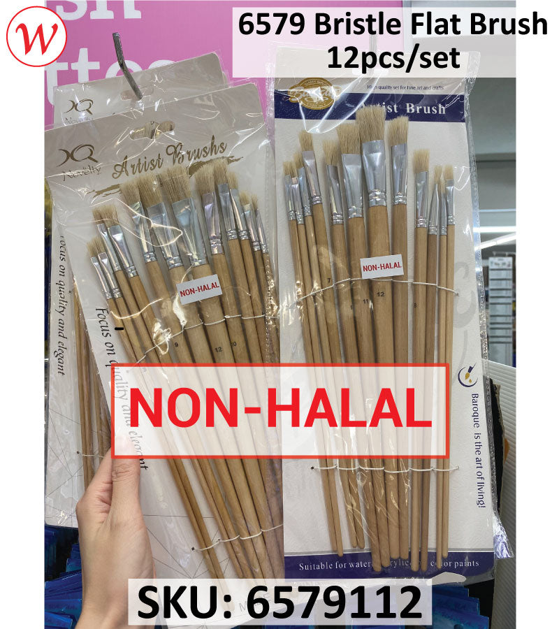 Bristle Flat Brush 12pcs (NON-HALAL)