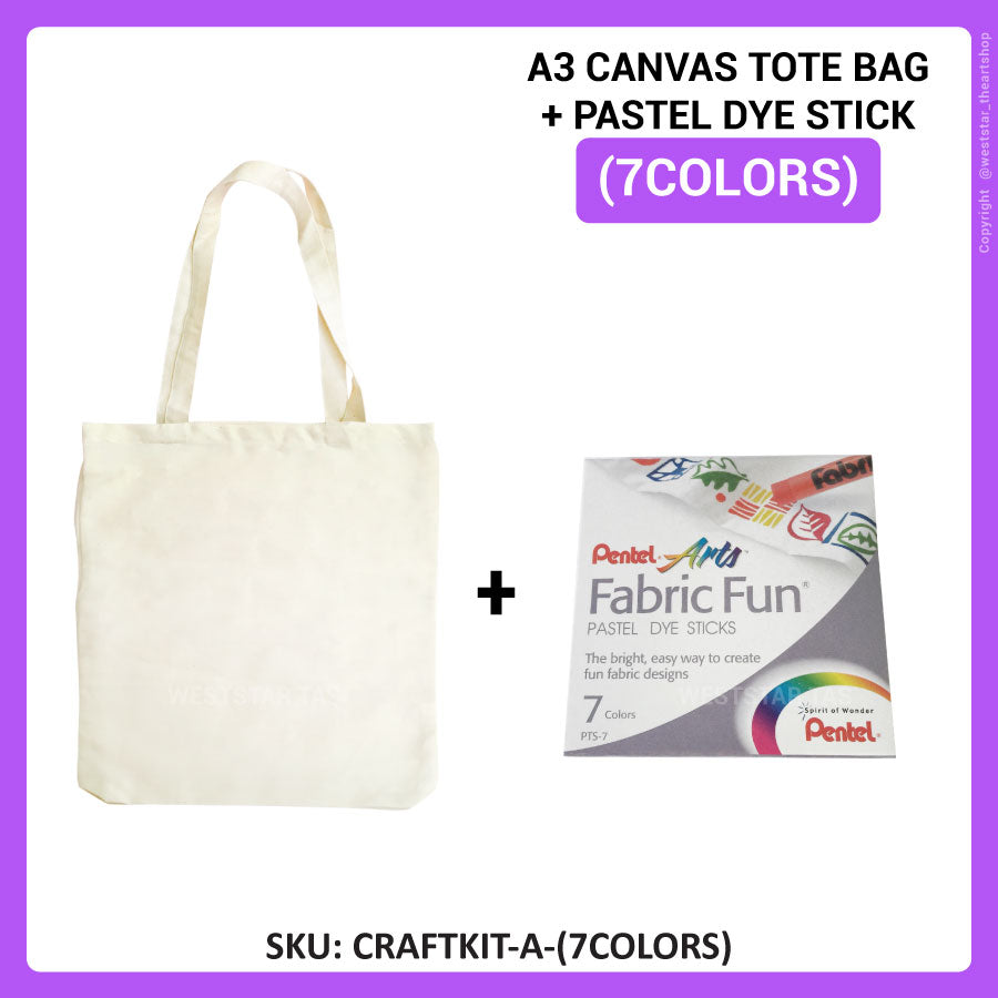 Craft Kit, Pentel Fabric Fun + A3 Tote bag, DIY your own tote bag