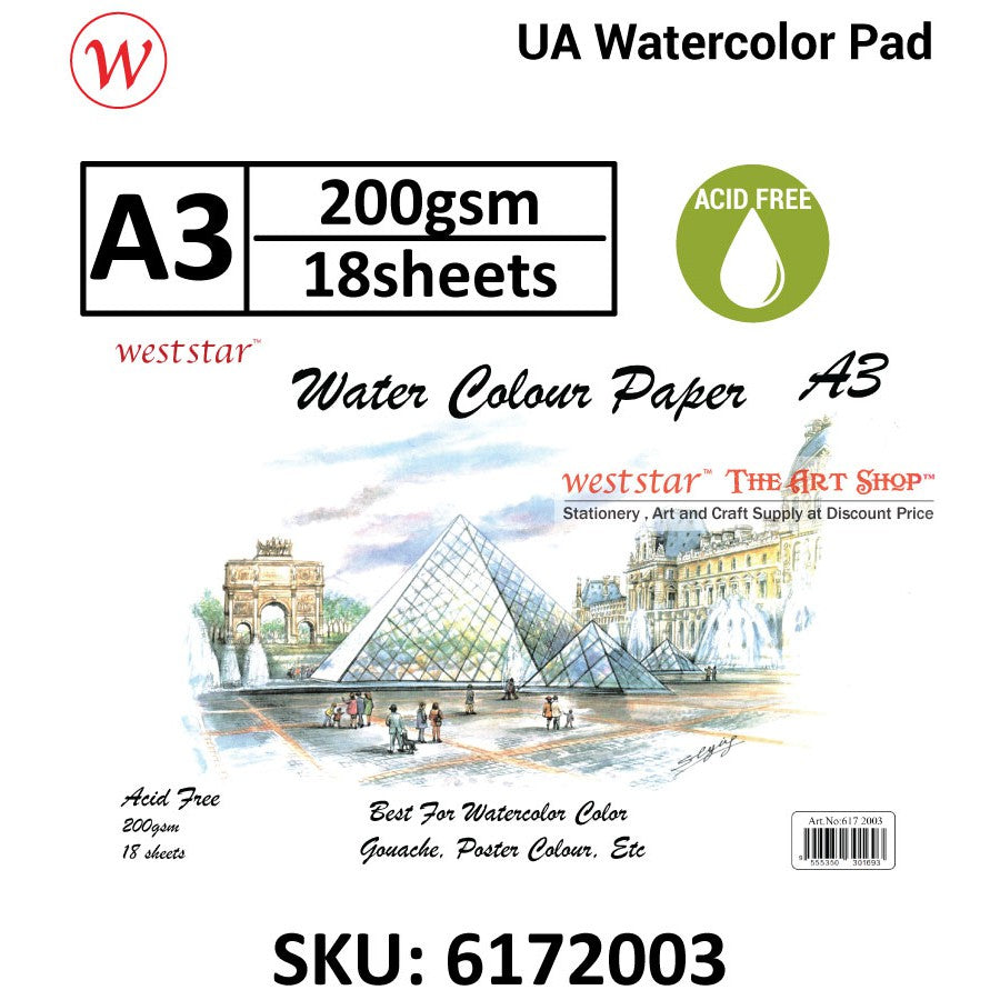 Weststar Glass Pyramid Water Color Pad 200g - A4, A3 or A2