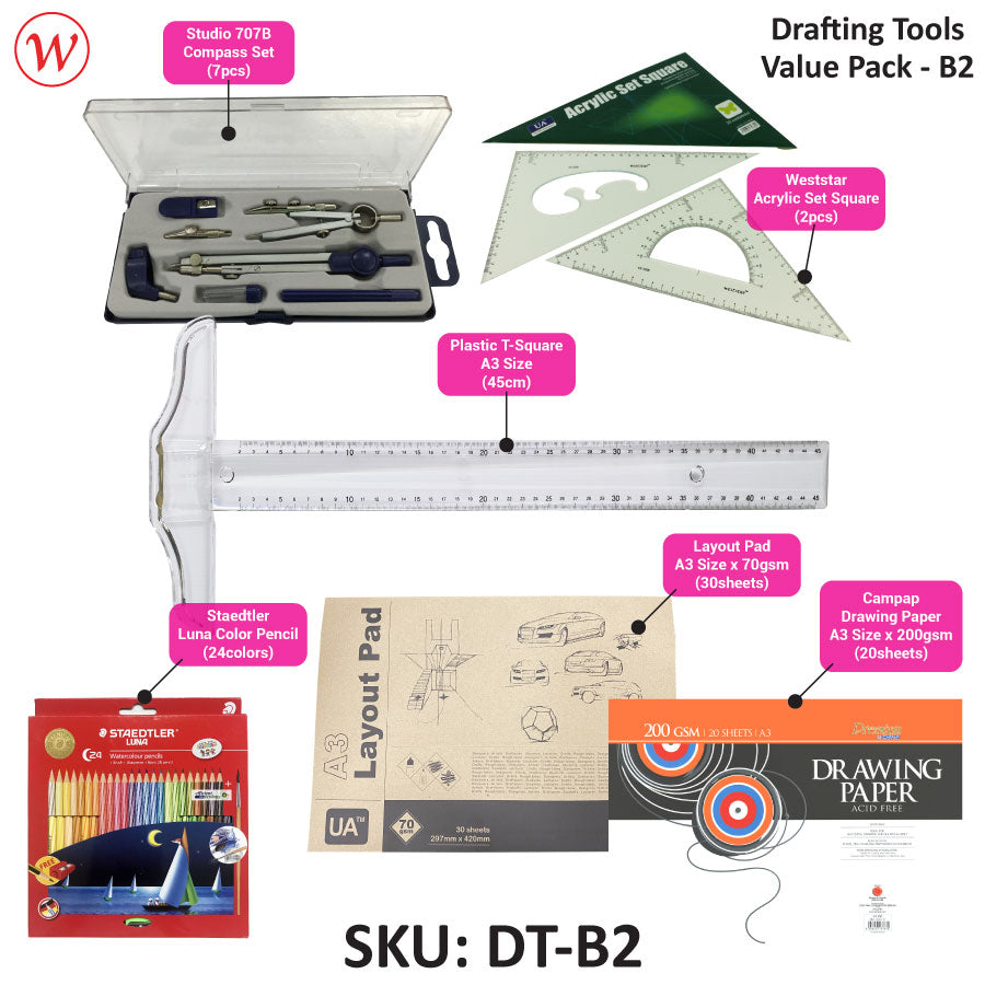 Architectural, Technical Drawing , Drafting tools set for students *VALUE PACK*