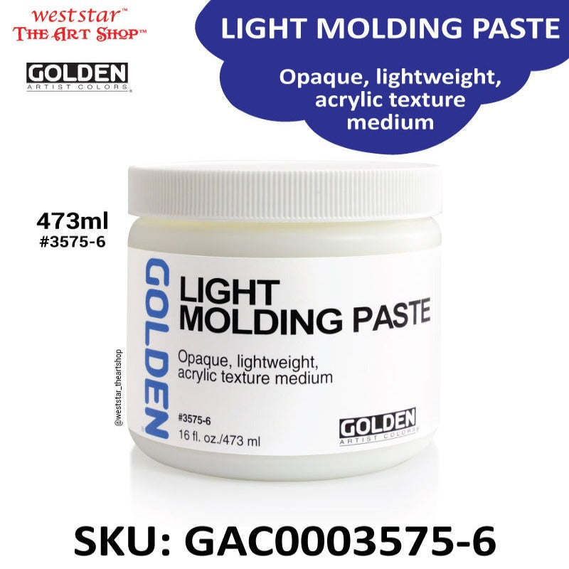 Golden Light Molding Paste , lightweight acrylic texture medium | 237ml / 473ml [Weststar The Art Shop]