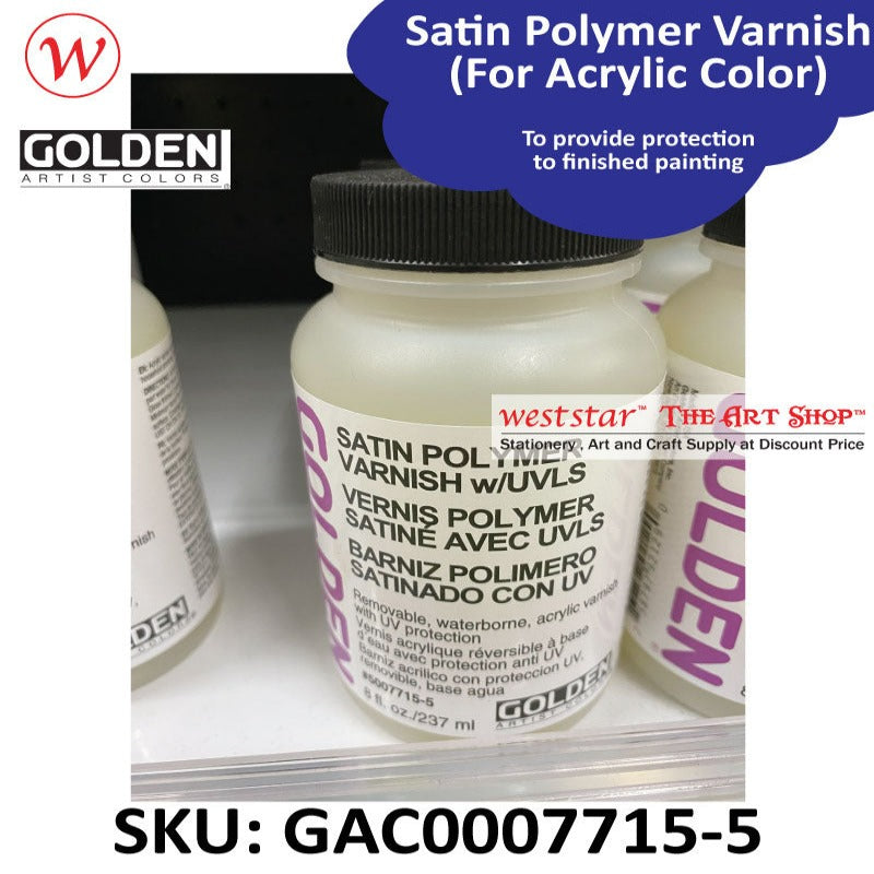 GOLDEN Satin Polymer Varnish with UVLS 237ml | (For Acrylic Color)