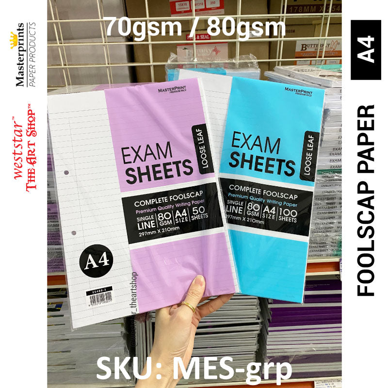 A4 Masterprint Foolscap Paper / Exam Sheets | 70gsm / 80gsm